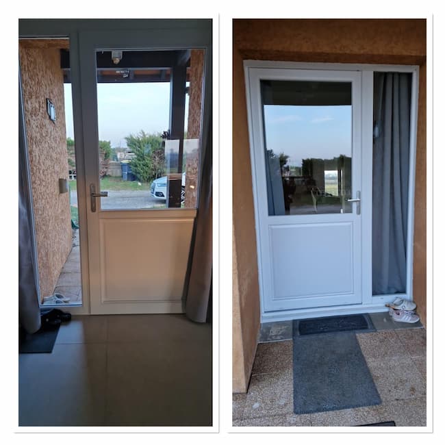 PORTE ENTRE PVC AVANT APRES MEX MENUISERIES ARTISAN MENUISIER AIN